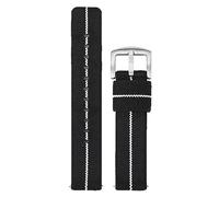 RUNMIND Bracelet de montre en nylon, bracelet de montre à dégagement rapide avec boucle ardillon en acier inoxydable, bracelet de montre de remplacement, Noir blanc, 22 millimètres