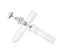 RUNMIND Bracelets de montre vintage en cuir véritable, bracelet à boucle papillon, bracelet de remplacement pour homme femme, Blanc, 23 millimètres