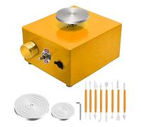 RUNMIND Électrique Mini Roue de Poterie Potier Portable Jaune, Machine à Tour Argile Compacte et Légère en Alliage d'Aluminium, Outil Durable pour Céramique Bricolage Fabrication