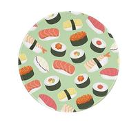 RUNMIND Tapis de Souris Rond, imprimé Sushi sur Vert, Petit Tapis de Souris avec Base en Caoutchouc antidérapant, Tapis de Souris imperméable 8 Pouces