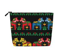 Runner Swedish Dala Horse Folk Trousse à maquillage pour femme Convient pour le rangement quotidien, les voyages et les voyages d'affaires.