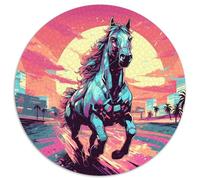 Running Cheval City Skycirculaire Puzzle 1000 Pièces pour Adultes Animaux DIY Difficile Impossible Qualité Supérieure Jeux De Défi Uniques 1000pcs (67.5x67.5cm)