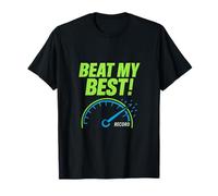 Running Crew Beat My Best Speed Gauge Neon Design T-Shirt
