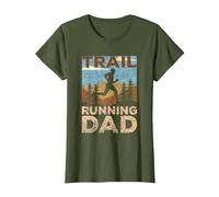 Running Dad Runner Runner Run Trails Pater Daddy Papa Papa T-Shirt, Femme, Olive, XL