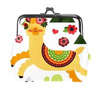 Running Flower Llama Portefeuilles en Cuir PU pour Femmes Mini Boucle Porte-Monnaie pour Filles