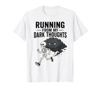 Running from My Dark Thoughts Squelette Runner Gothique Humour T-Shirt