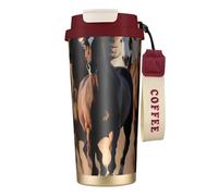 Running Horses Bouteilles d'eau isothermes en acier inoxydable pour homme et femme avec couvercle à pailles, anti-fuite, rouge