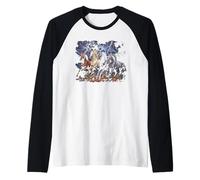 Running Horses Vintage Années 90 Lightning Storm Western Cowboy Manche Raglan