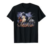 Running Horses Vintage Années 90 Lightning Storm Western Cowboy T-Shirt