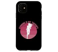 Running is My Therapy Girl Runner Jogging Cardio Retro Sunset Coque pour iPhone 11