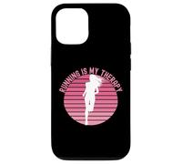 Running is My Therapy Girl Runner Jogging Cardio Retro Sunset Coque pour iPhone 12/12 Pro