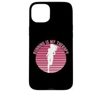 Running is My Therapy Girl Runner Jogging Cardio Retro Sunset Coque pour iPhone 15 Plus