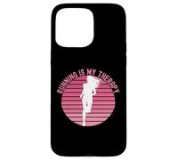 Running is My Therapy Girl Runner Jogging Cardio Retro Sunset Coque pour iPhone 15 Pro Max