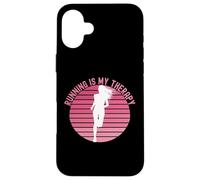 Running is My Therapy Girl Runner Jogging Cardio Retro Sunset Coque pour iPhone 16 Plus