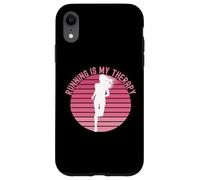 Running is My Therapy Girl Runner Jogging Cardio Retro Sunset Coque pour iPhone XR