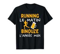Running Le Matin Bière Après Midi Humour Course à Pied T-Shirt