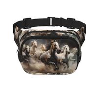 Running of the Horses Sac banane multifonction imprimé unisexe tendance Sac de rangement de sport de voyage