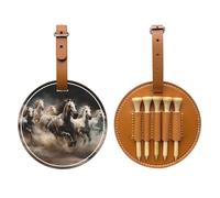 Running of The Horses Sac de rangement multifonction pour tee de golf pour homme, matériau PU durable Marron