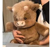 Running Plushies, Interactive Moving Legs Stuffed Animal; Soft Highland Cow & Pig Plush Toy, Stress Relief Doll, Christmas & Birthday Gift for Kids, Adults, Boys & Girls. (Coffee Brown,45CM)
