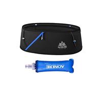 Running Pouch Belt Waist Pack Fanny Bag with 250ml Soft Water Bottle, Bounce Free Fashion Workout Jogging Travelling Money Pocket Belt for Women (Black, Small Size)
