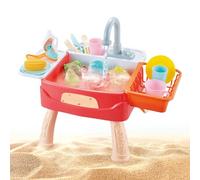 Running Water Sink, Kids Play Kitchen Sink, Compact Toy Sinks with Cycle System, Water Playset with Faucet, Colorful Role Play Toy for Preschool Children Automatic Learning Basin Children Role