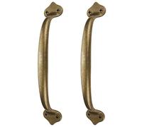 Runningfish Lot de 2 poignées vintage en laiton massif, cuivre antique, poignées de porte de grange rustique, quincaillerie d'armoire de cuisine (bronze, 16,5 cm)