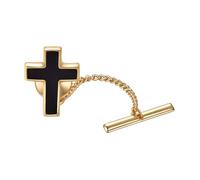 RunootPR Épingle à cravate chrétienne en forme de croix pour homme Noir et doré