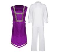 RUNQHUI Costume Choral Prière Culte Homme Ensemble Danse Liturgique Louange Violet 3XL