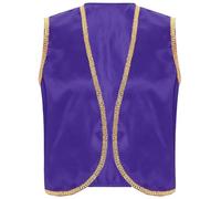 RUNQHUI Déguisement Arabe Prince Homme Gilet sans Manches Costume Oriental Halloween Carnaval Tenue Cosplay A Violet foncé S