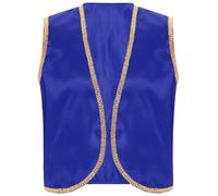 RUNQHUI Déguisement Arabe Prince Homme Gilet sans Manches Costume Oriental Halloween Carnaval Tenue Cosplay A Bleu royal XL