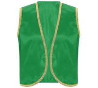 RUNQHUI Déguisement Arabe Prince Homme Gilet sans Manches Costume Oriental Halloween Carnaval Tenue Cosplay A Vert 3XL