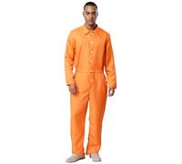 RUNQHUI Déguisement Prisonnier Adulte Unisexe Combinaison Costume Halloween Carnaval Cosplay Orange S