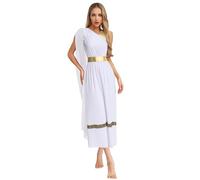 RUNQHUI Déguisement Romaine Femme Grecque Déesse Antique Carnaval Halloween Cosplay Blanc XL