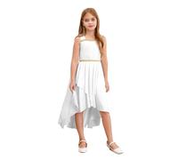 RUNQHUI Enfant Fille Robe Déesse Grecque Toge Romaine Grec Princesse Halloween Carnaval 5-16 Ans Blanc 15-16 Ans