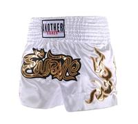 RUNQHUI Enfant Garçon Short Muay Elastique Short Boxe Thaï MMA Kick Boxing Compétition Entraînement Combat 5-16 Ans Blanc 8-12 Ans