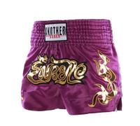 RUNQHUI Enfant Garçon Short Muay Elastique Short Boxe Thaï MMA Kick Boxing Compétition Entraînement Combat 5-16 Ans Violet 13-14 Ans