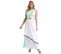 RUNQHUI Femme Déguisement Déesse Grecque Romaine Carnaval Halloween Cosplay Fête Tenue S-3XL Type C Menthe verte M
