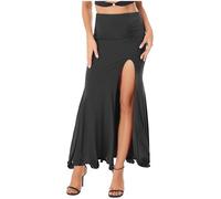 RUNQHUI Femme Jupe Danse Short Intégré Jupe Danse de Salon Latine Jazz Rumba Samba Tango B Noir M