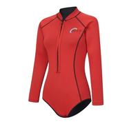 RUNQHUI Femme Maillot de Bain 1 Pièce Anti UV Combinaison Shorty Néoprène 2.5mm pour Plongée Surf Natation Snorkeling Rouge L