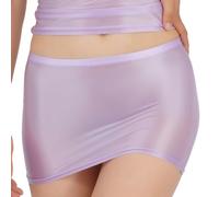 RUNQHUI Femme Mini Jupe Courte Moulante Brillant Micro Jupe Taille Basse Elastique Clubwear M-XL Lavande M