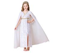 RUNQHUI Fille Déguisement Cosplay Pour Filles Tenue Cosplay Pour Filles Toge Grecque Robe De Mythologie Grecque Dresser La Princesse Romaine Blanc 7-8 ans