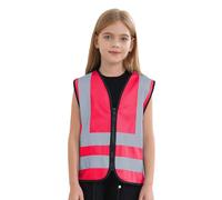 RUNQHUI Gilet de Sécurité Enfant Fille Garçon Veste Haute Visibilité sans Manches Gilet Réfléchissant 3-12 Ans A Rose 4-6 Ans