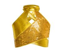 RUNQHUI Haut Danse Paillette Fille Enfant Débardeur Top Brillant Sequin Costume Danse Moderne Jazz Hip-hop Gymnastique Carnaval Spectacle 3-16 Ans B Or 5-6 Ans