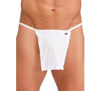 RUNQHUI Homme Mini String Ouvert T-Back Micro Bikini Ficelle Jockstrap Underpants Blanc S