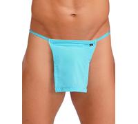 RUNQHUI Homme Mini String Ouvert T-Back Micro Bikini Ficelle Jockstrap Underpants Bleu S
