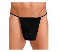 RUNQHUI Homme Mini String Ouvert T-Back Micro Bikini Ficelle Jockstrap Underpants Noir L