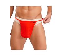 RUNQHUI Homme Mini String Ouvert T-Back Micro Bikini Ficelle Jockstrap Underpants Rouge S