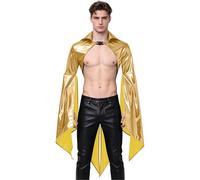 RUNQHUI Homme Veste Gothique Cape De La Renaissance Manches Longues Manteau d'uniforme Liquide Solide Harnais De Corps Punk Saint Valentin Or L
