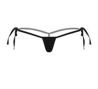 RUNQHUI Micro String Taille Basse Femme Sexy Mini Bikini G-String Ficelle sous-vêtement Bas de Maillot de Bain Type A Noir Taille Unique