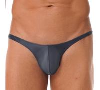 RUNQHUI String Homme Sexy Bikini Slip de Bain Brillant Maillot de Bain Shorty Taille Basse Tanga Mini Slip M-XXL Gris XXL